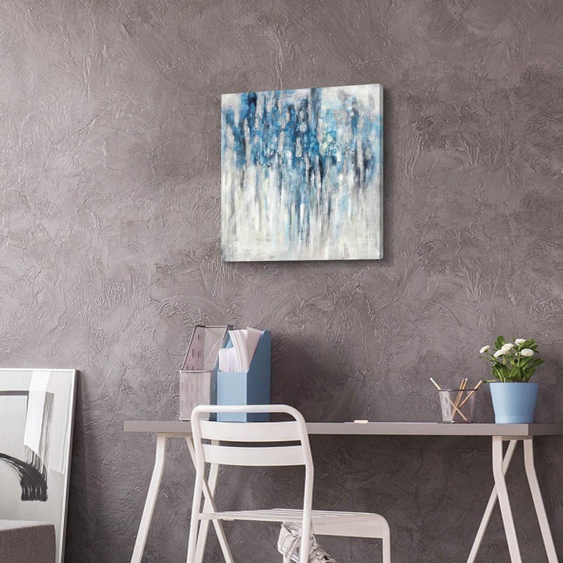 UTOP-art Abstract Wall Art Canvas Picture: Blue and Gray Artwork Modern Painting for Bathroom - Image 5